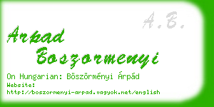 arpad boszormenyi business card
